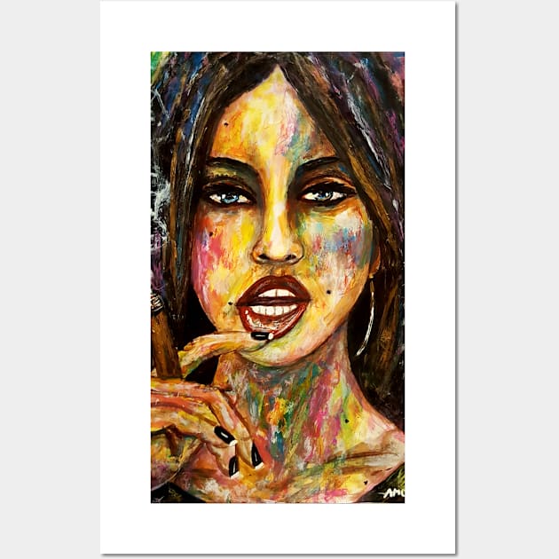 Cigar smoking lady Wall Art by amoxes